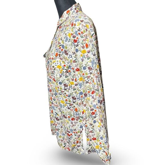 ZARA Floral Button Shirt, Gold buttons, Long Sleeves, Shirt Pockets, Sz. Small - Picture 5 of 8